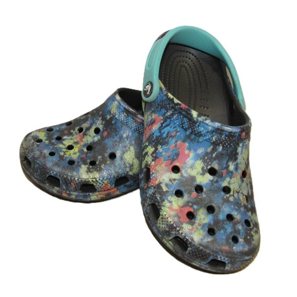 Color Splotch Crocs J6 M6 W8 Wide - Picture 1 of 7